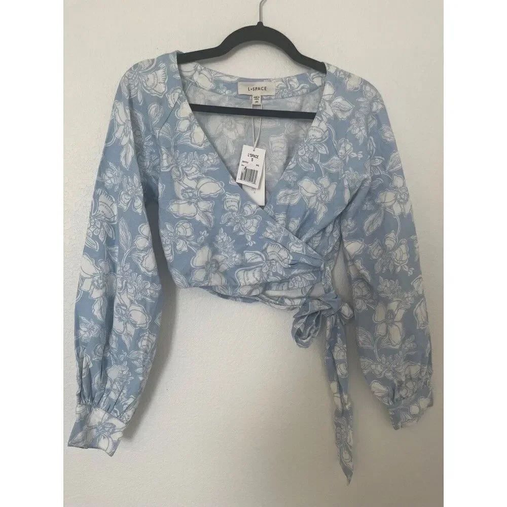 NWT - L*Space Zinnia Wrap Cropped Long Sleeve Floral Top